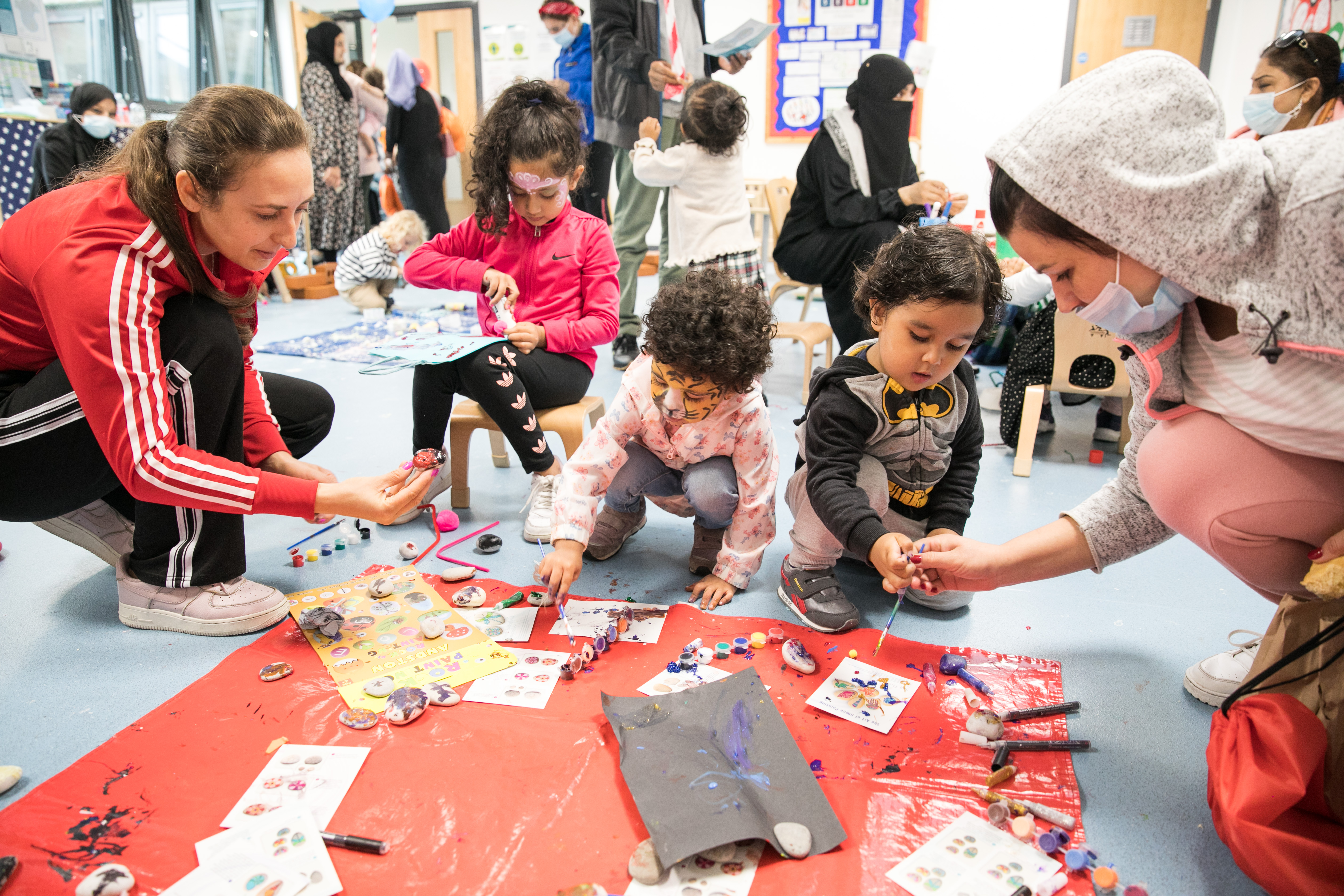 Children playing with paint arts