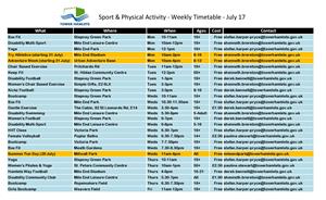 Sports Weekly Timetable