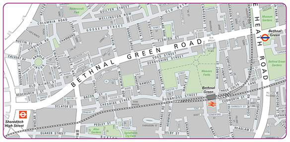 Map of Bethanl Green Road