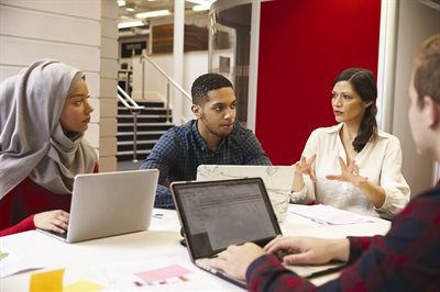 Group of young people discussing
