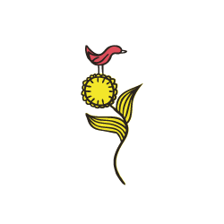 Sunflower with bird