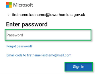 MyView Microsoft password