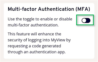 MyView security settings