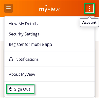 MyView sign out