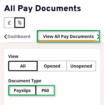 MyView view All Pay Documents link