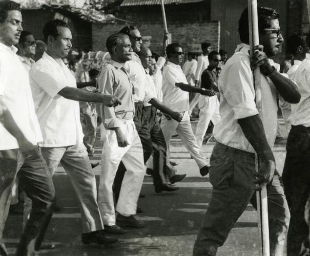 22 March 1971: An assemblage of retired army personnel under the leadership of Colonel M.A.G. Osmani, at Baitul Mukarram, Dhaka. East Pakistan. Credits: Jalaluddin Haider/Drik/Majority World