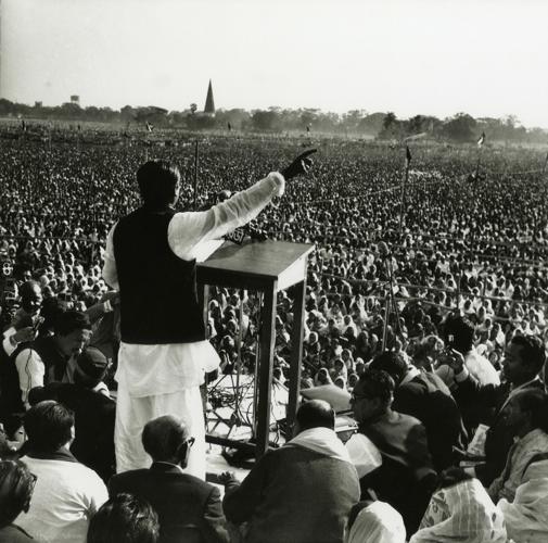 Bangabandhu’s historic declaration of independence: "Our struggle this time is for freedom. Our struggle this time is for independence." On 7 March 1971 in Ramna Racecourse, (now known as Sohrowardi Uddyan) Dhaka, East Pakistan. Credits: Jalaluddin Haider/Drik/Majority World