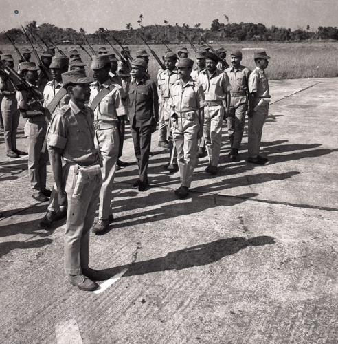 Colonel MAG Osmani, Commander-in-chief of Bangladesh Forces with troops. Credit: Abul Lais Shyamal/Swadhinata Trust
