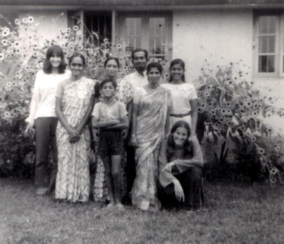 Image of Val Harding and Caroline Adams in the refugee camp. Credit: Val Harding/Swadhinata Trust