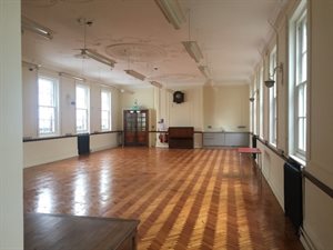 Image of the hall space in Bethnal Green Library Hall