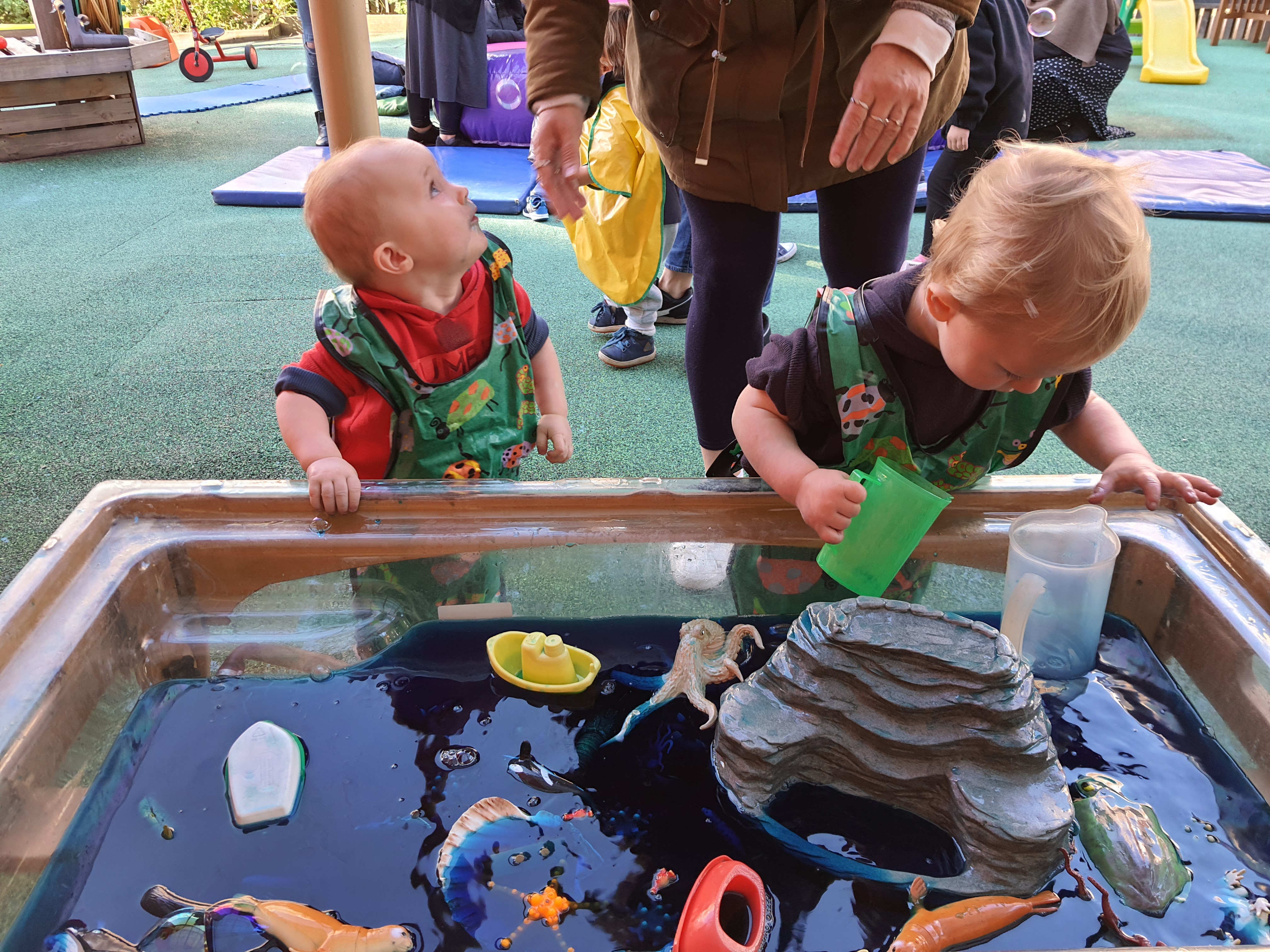 Children playing with water