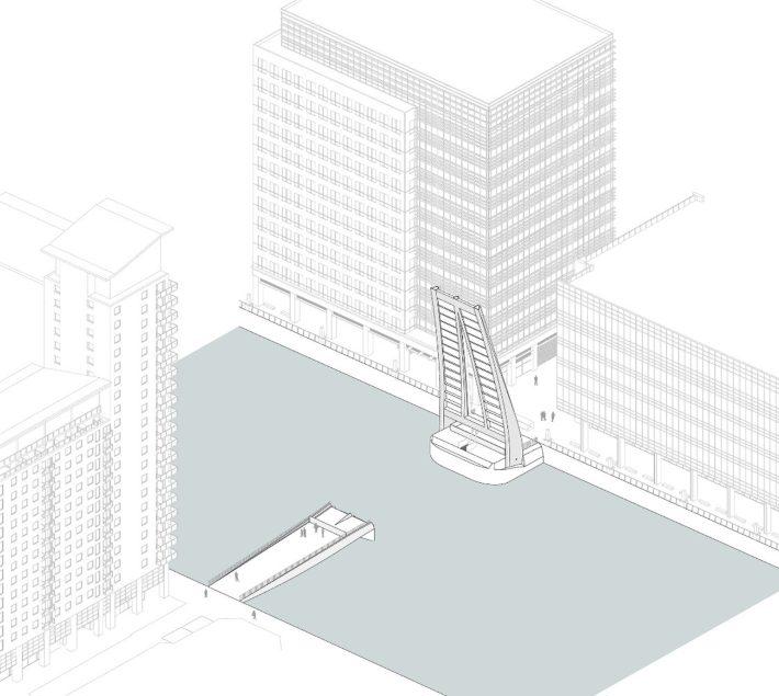 Axonometric diagram of the bridge in the open position