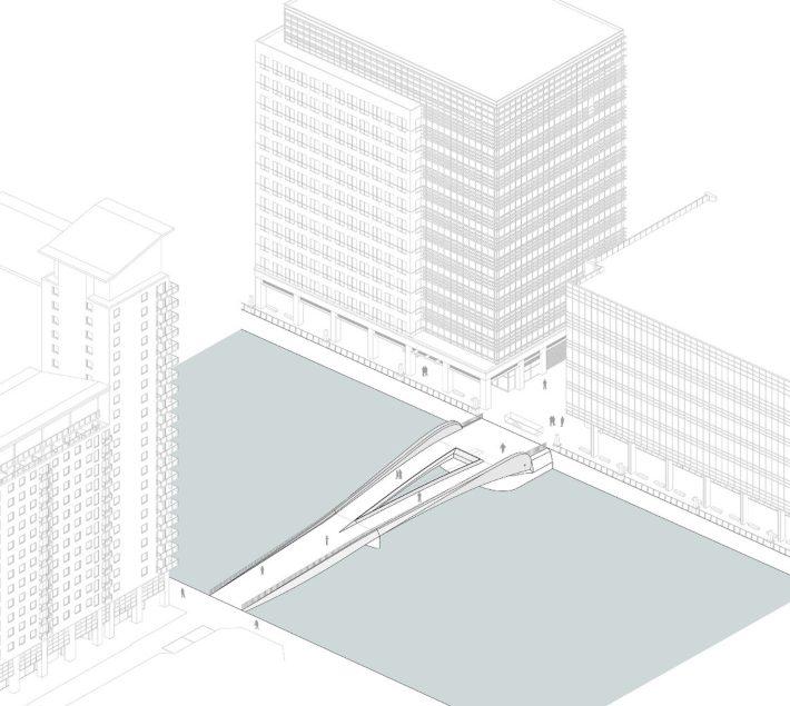 Axonometric diagram of the bridge in the closed position
