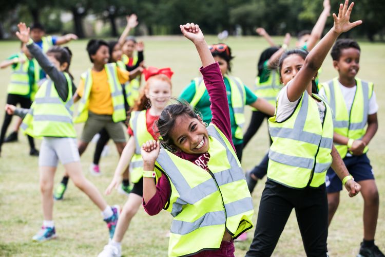 Kids warming up in Victoria Park