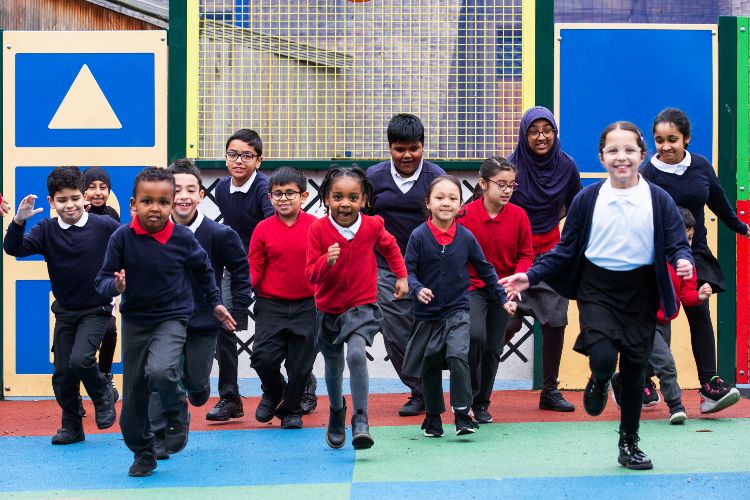 Students running at Mayflower Primary School