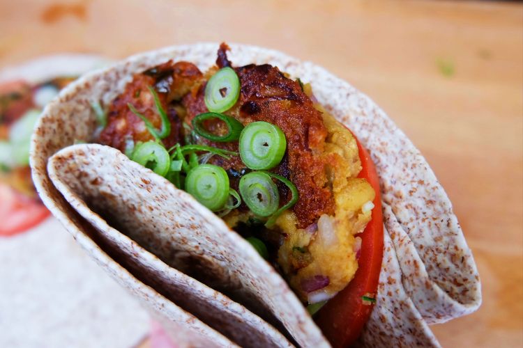 Falafel burgers plated