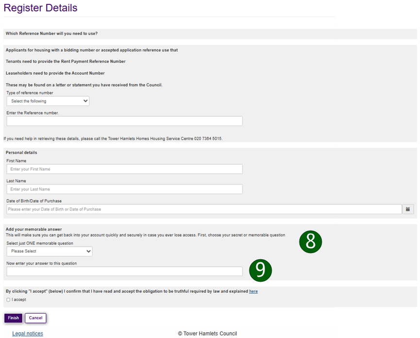 Registering your personal details II