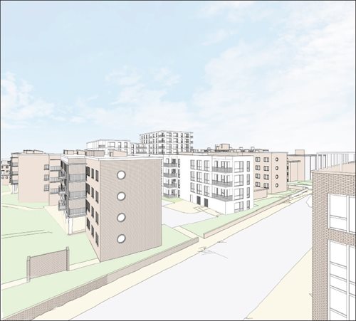 Artist's impression of homes that could be built as part of an infill scheme on the Clichy Estate