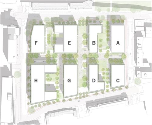 Map showing where new homes would be built on the Clichy Estate as part of a regeneration scheme