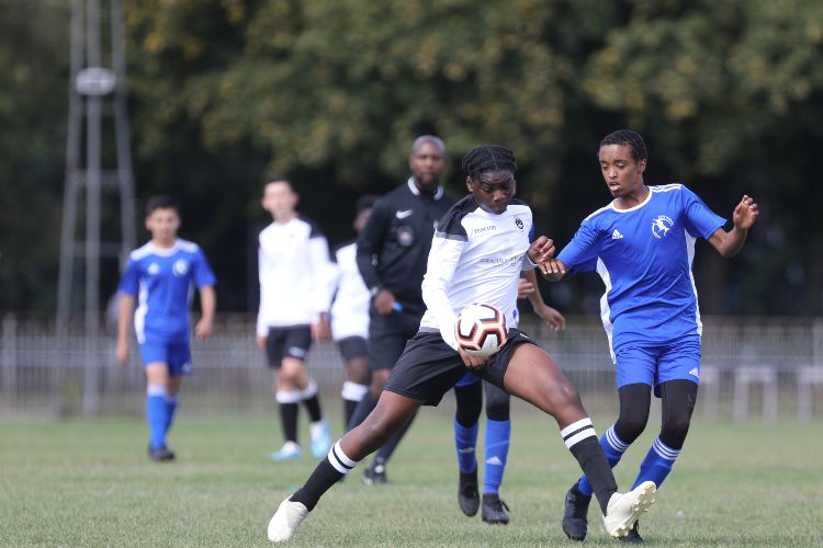 Players challenging for the ball