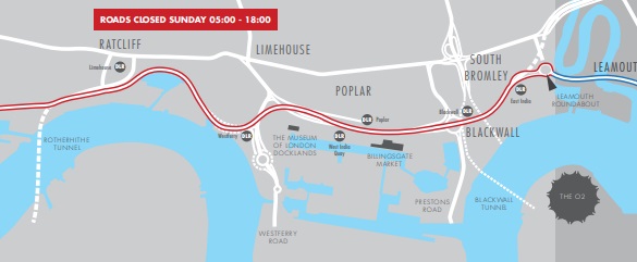 London Triathlon closure map