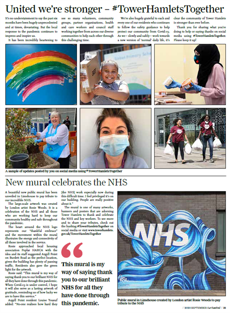 Our East End - September 2020 - screenshot of community page