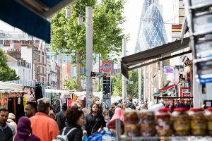 Bustling Whitechapel streets