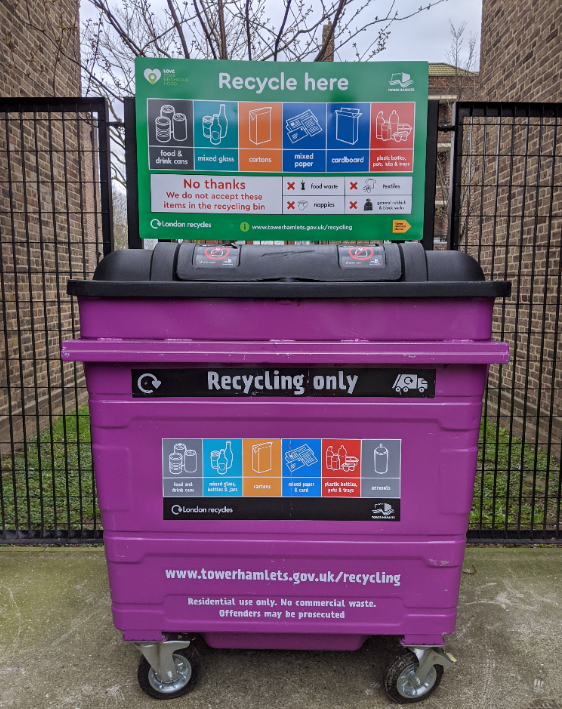 Purple recycle bin