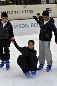 Oaklands children at Canary Wharf Ice Rink