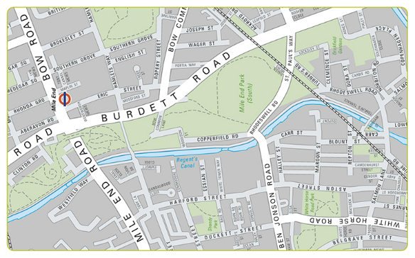 Map of Burdett Road